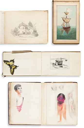 (SKETCHBOOKS.) Group of 4 nineteenth-and-twentieth-century sketchbook albums.